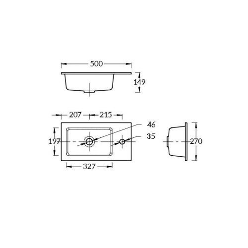 Раковина керамическая Kerama Marazzi LATO LA.wb.50 50х30 встраиваемая цвет белый 1 отверстие под смеситель - фото 2