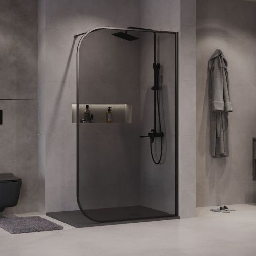 Душевая перегородка Niagara Nova NG-689-90TBLACK 90х200 стекло тонированное профиль черный - фото 2