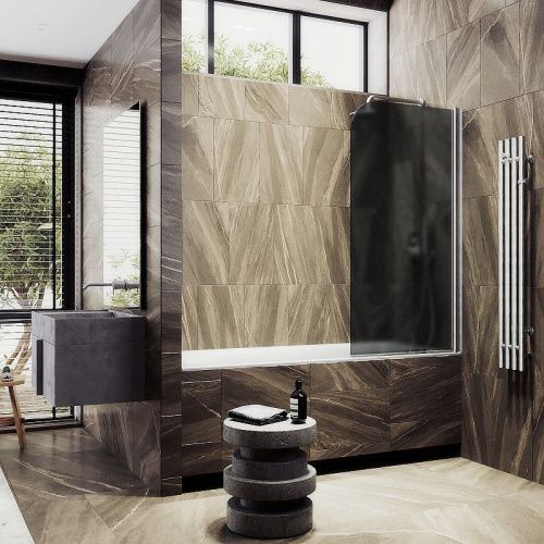 Душевая шторка на ванну Maybah Glass MGV-624-5 80х140 стекло тонированное профиль хром ориентация универсальная - фото 3