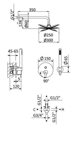 Душевая система Cezares LEAF LEAF-DSIP-T-25-SR встраиваемая в стену цвет хром - фото 2