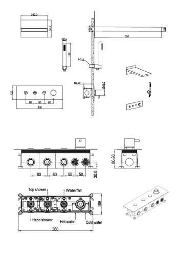 Душевая система Boheme Fusion 130-BG встраиваемая в стену цвет черный - фото 2