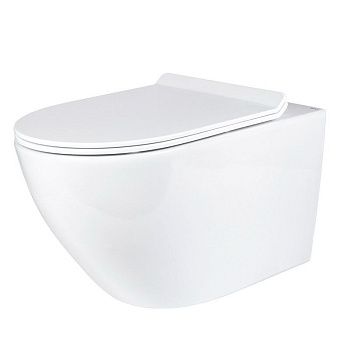 Унитаз подвесной Bond Oval F01-10Long белый с сиденьем микролифт безободковый душевой смыв