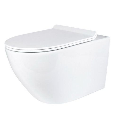 Унитаз подвесной Bond Oval F01-10Long белый с сиденьем микролифт безободковый душевой смыв