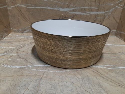 Раковина из сантехнического фаянса CeramaLux C1055 40х40 накладная цвет белый без отверстий под смеситель - фото 4