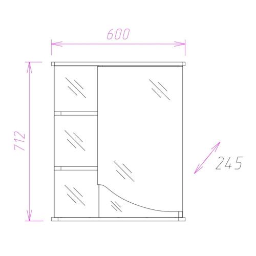 Зеркало-шкаф Onika Виола 206003 60х70 подвесной цвет белый - фото 3