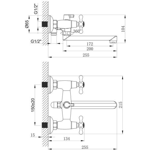Смеситель для ванны LeMark Standard LM2113C настенный хром - фото 2