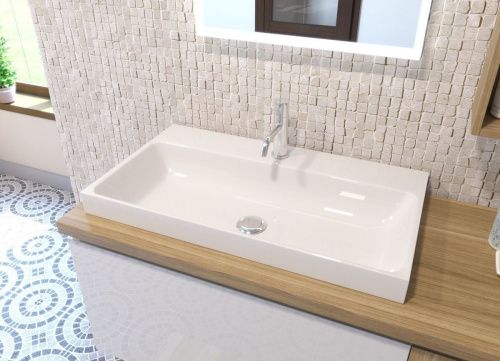 Раковина из искусственного камня Эстет Малибу ФР-00014943 80х50 накладная цвет белый 1 отверстие под смеситель - фото 4