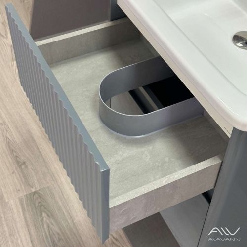 Тумба с раковиной Alavann Wave ALV1111000 60х50 подвесная цвет серый - фото 4