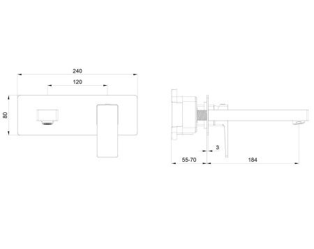 Смеситель для раковины Wonzon & Woghand CUBE 2.0 WW-88869068-BGM встраиваемый в стену серый