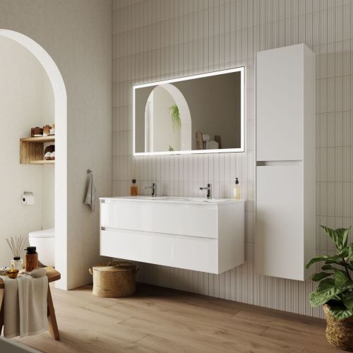 Тумба под раковину Sancos Cento CN120-2W 120х50 подвесная цвет белый - фото 3