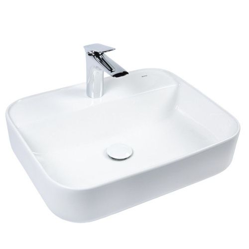 Раковина из сантехнического фарфора Bond Cube S13-500 50х40 накладная цвет белый 1 отверстие под смеситель - фото 3