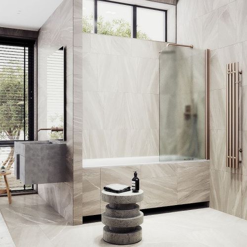 Душевая шторка на ванну Maybah Glass MGV-621-2 80х140 стекло тонированное профиль бронза ориентация универсальная - фото 3