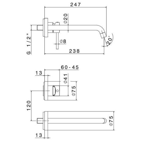 Смеситель для раковины Newform T Mix 4230E.21.018 встраиваемый в стену хром - фото 2