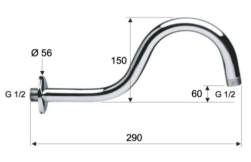 Кронштейн для верхнего душа Remer 342S хром - фото 2
