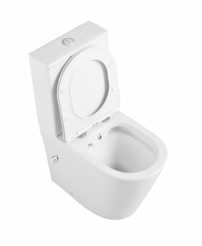 Унитаз напольный с бачком CeramaLux 2179-BD белый с сиденьем микролифт безободковый каскадный смыв - фото 2