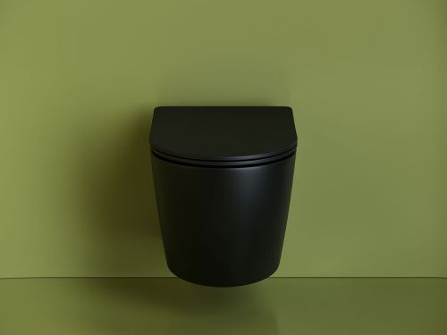 Унитаз подвесной Ceramica Nova UNO CN11001MB черный с сиденьем микролифт безободковый душевой смыв - фото 3