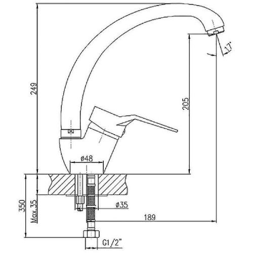 Смеситель для кухни Haiba HB63 HB4163 на мойку хром - фото 2