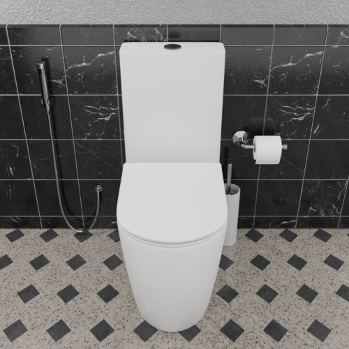 Унитаз напольный с бачком CeramaLux 1289А белый с сиденьем микролифт безободковый - фото 2