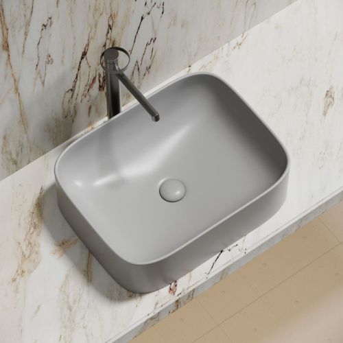 Раковина из сантехнического фарфора Ceramica Nova ELEMENT CN6052MSG 50х40 накладная цвет серый без отверстий под смеситель - фото 2