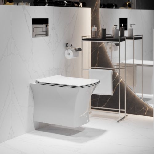 Унитаз подвесной Grossman Санфаянс GR-4461S белый с сиденьем микролифт безободковый каскадный смыв - фото 4