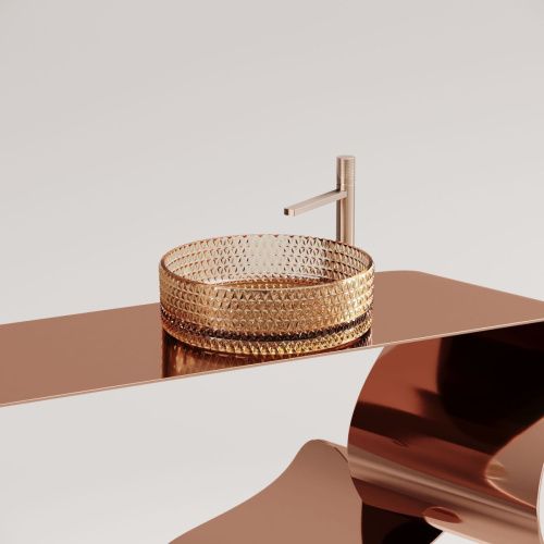 Раковина стеклянная Ceramica Nova CRISTAL CN6058 40х40 накладная цвет бежевый без отверстий под смеситель - фото 5