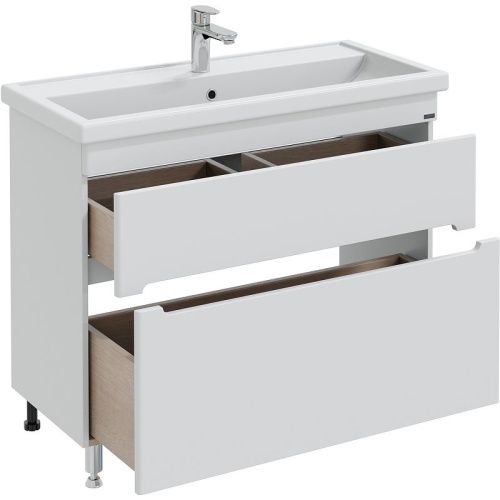 Тумба под раковину СанТа Лондон 224009л 100х40 напольная цвет белый - фото 2