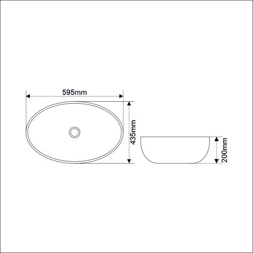 Раковина из сантехнического фарфора Melana 320314-805 60х40 накладная цвет белый без отверстий под смеситель - фото 3