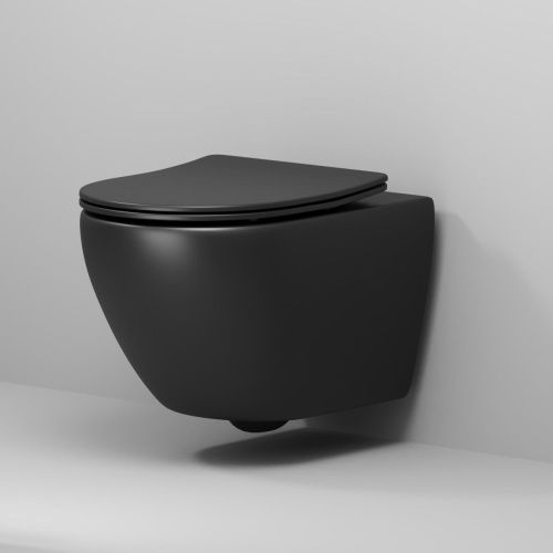 Унитаз подвесной Grossman Торнадо GR-4457BMSQ черный с сиденьем микролифт безободковый смыв торнадо - фото 5