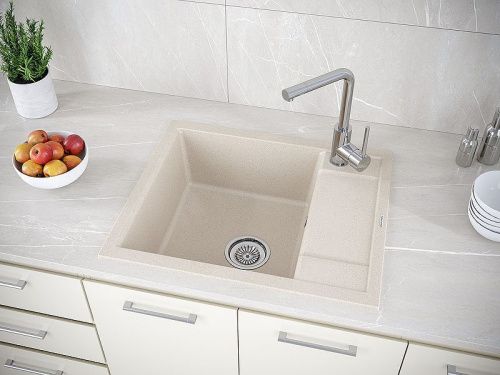 Кухонная мойка Paulmark FLUGEN 50-600 PM216050-BE 60х50 цвет бежевый - фото 3