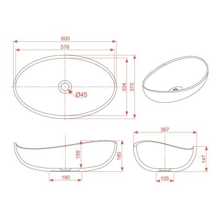 Раковина из искусственного камня MonteBianco Onda 11020 60х40 накладная цвет белый без отверстий под смеситель