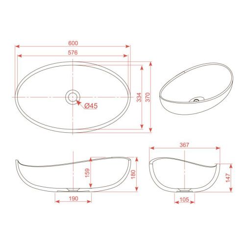 Раковина из искусственного камня MonteBianco Onda 11020 60х40 накладная цвет белый без отверстий под смеситель - фото 5
