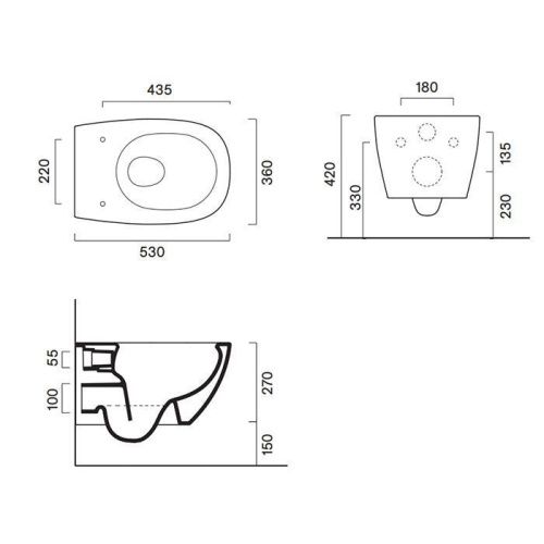 Чаша унитаза подвесная Catalano Alvea 611530001 цвет белый без сиденья безободковая смыв торнадо - фото 2
