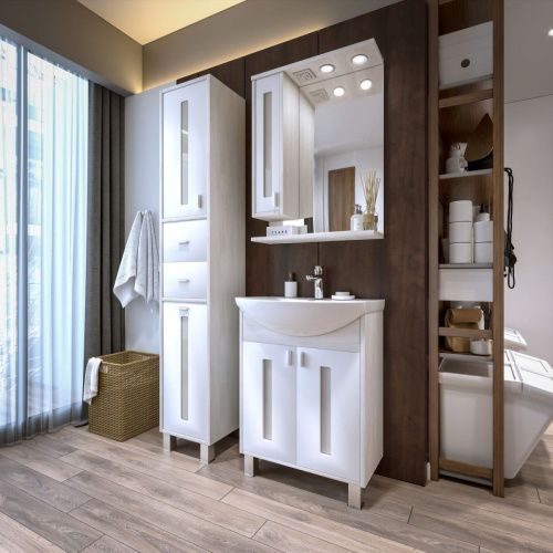 Зеркало-шкаф Бриклаер Бали 4627125411991 60х80 подвесной цвет белый/бежевый - фото 4