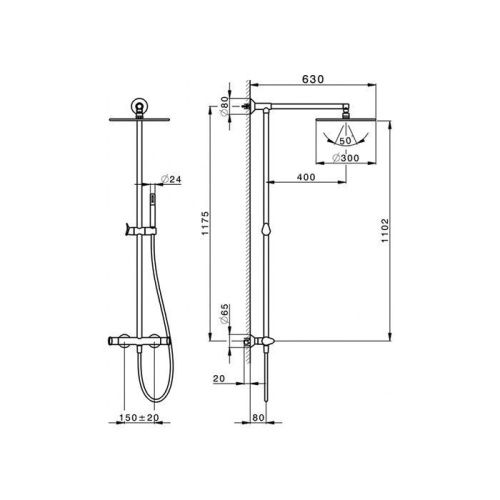 Душевая стойка Cisal Harlock HCC7802040 настенная цвет черный - фото 2