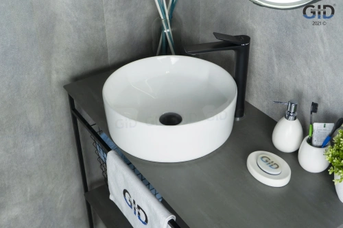 Раковина керамическая Gid Esfera 51144 40х40 накладная цвет белый без отверстий под смеситель - фото 2