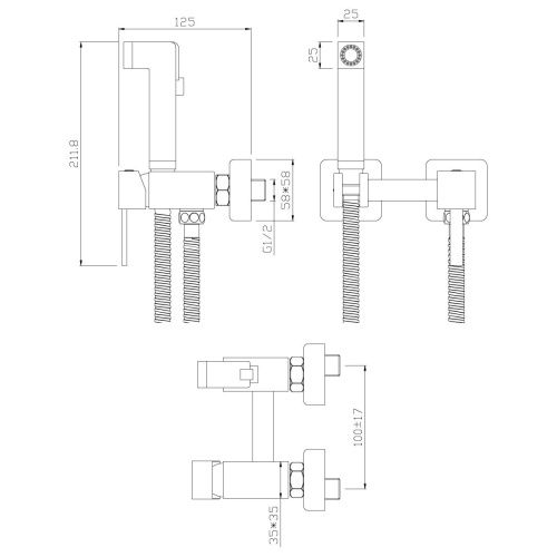 Гигиенический душ со смесителем Rossinka X X25-54 хром - фото 2