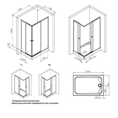 Душевой уголок Am.Pm X-Joy W94G-403-12080-MТ 120х80 стекло прозрачное профиль хром без поддона