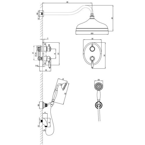 Душевая система LeMark Villa LM4829B уц встраиваемая в стену цвет бронза - фото 2