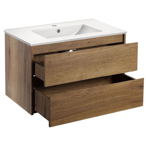 Тумба под раковину Vincea Gio VMC-2G800TO 80х50 подвесная цвет коричневый - фото 3