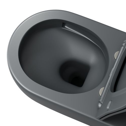 Унитаз подвесной Grossman Торнадо GR-4457GMSQ серый с сиденьем микролифт безободковый смыв торнадо - фото 4