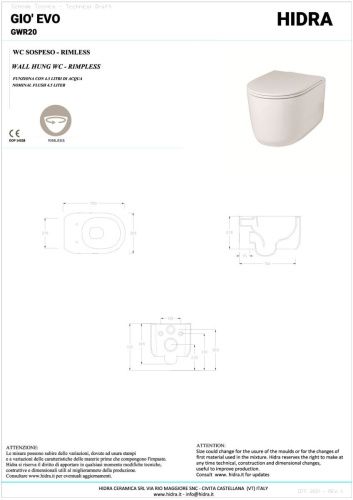 Унитаз подвесной Hidra Gio GWR20SET/001 цвет белый с сиденьем микролифт безободковый - фото 2