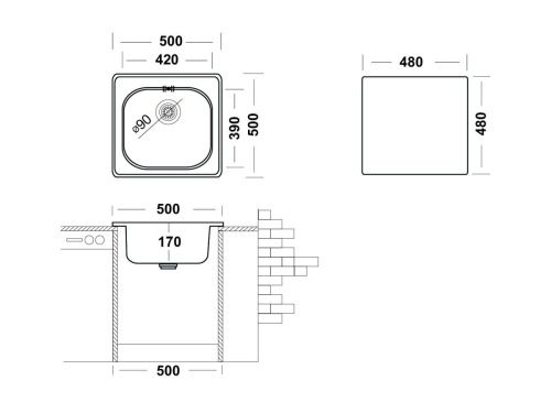 Кухонная мойка Ukinox Спектр SPM500.500 -GT6K -C 50х50 цвет нержавеющая сталь поверхность матовая - фото 3