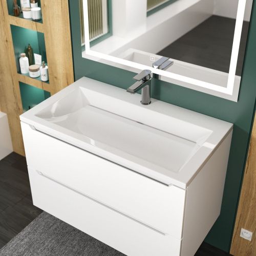 Раковина из искусственного камня Uperwood Infinity RInfinity80wg 80х50 полувстраиваемая цвет белый - фото 2