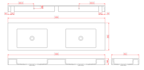 Раковина из искусственного камня Armadi Art Flat 888-140 140х50 подвесная цвет белый без отверстий под смеситель - фото 2
