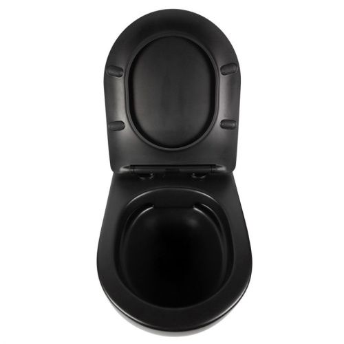 Унитаз подвесной Bond Oval F01-108 черный с сиденьем микролифт безободковый душевой смыв - фото 3