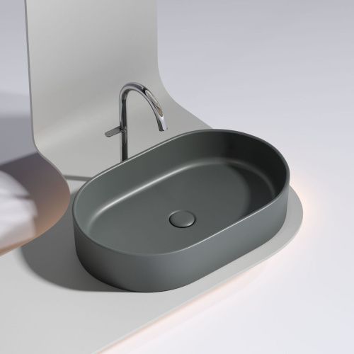 Раковина из сантехнического фарфора Ceramica Nova ELEMENT CN6048MDH 60х40 накладная цвет черный без отверстий под смеситель - фото 2