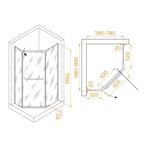 Душевой уголок RGW Passage 35089180-11 100х80 стекло прозрачное профиль хром без поддона - фото 2