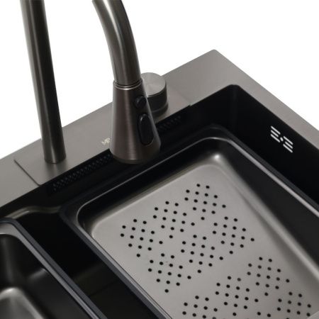 Кухонная мойка Melana ProfLine D6846B+6 графит 70х45 цвет серый поверхность матовая