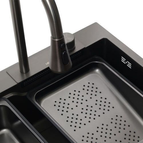 Кухонная мойка Melana ProfLine D6846B+6 графит 70х45 цвет серый поверхность матовая - фото 4