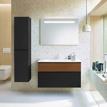 Тумба с раковиной Burgbad Fiumo SFXN102F3958FOT52G0200C0001*1 100х50 подвесная цвет коричневый/серый